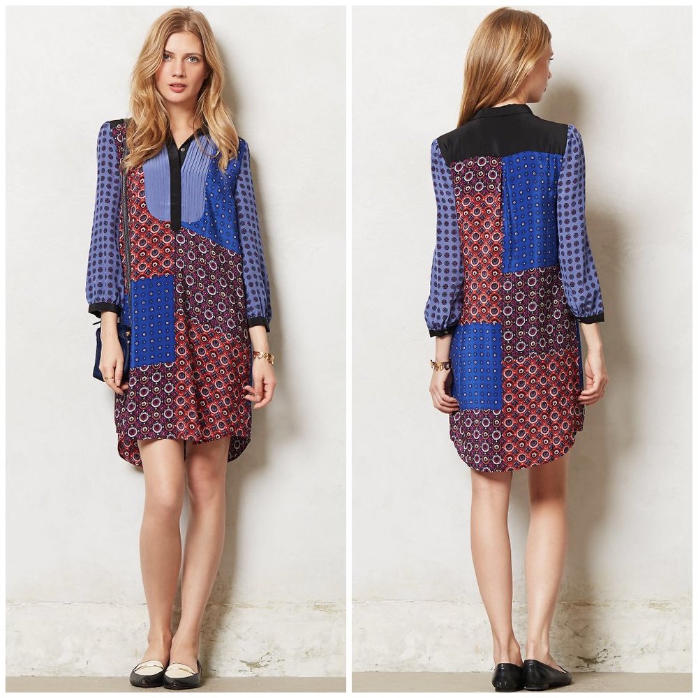 Anthro Moulinette Soeurs Foulard Silk Shirtdress